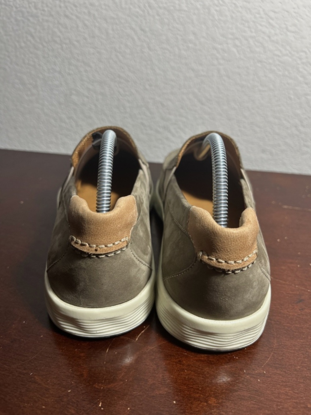 Ecco Shoes Mens 7-7.5 Lite Moc Loafers Slip On Perforated Comfort Grey Leather - Picture 3 of 8